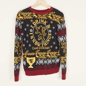 Game of Thrones Iron Anniversary I Drink I Know Things Knit Sweater Sz S